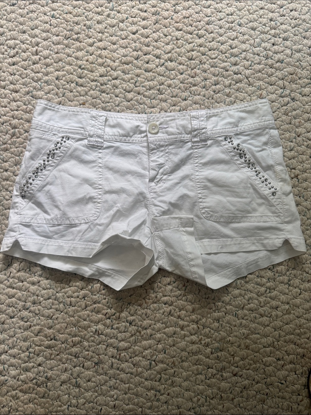 Express White Women's Stud-Trim Jean Shorts